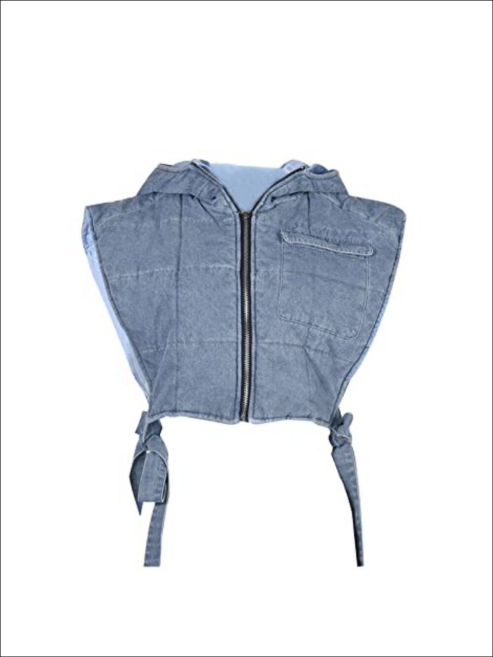 Womens Denim Puffer Vest Sleeveless Hooded Zip Up Quilted Y2K Streetwear